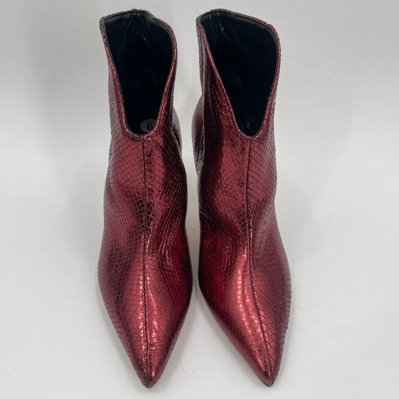Marc Fisher LTD Boots Size 6 Haylian Point Toe Ankle Reptile Print Metallic Heel - Picture 8 of 15